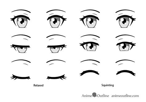 How to Draw Closed, Closing & Squinted Anime Eyes - AnimeOutline Anime Eyes Closed Drawings, Closed Anime Eyes Drawing, Close Eyes Reference, How To Draw Closed Eyes Anime, Closed Eye Sketch, Anime Eyes Looking Down, Closing Eyes Drawing, Half Closed Eyes Drawing Reference, How To Draw Eyes Closed