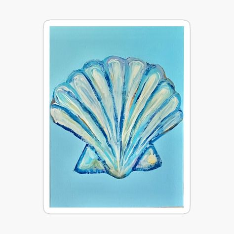 Get my art printed on awesome products. Support me at Redbubble #RBandME: https://www.redbubble.com/i/sticker/seashell-painting-by-maddygauks/161937022.EJUG5?asc=u Acrylic Seashell Paintings, Seashell Painting Ideas Easy, Seashell Drawing, Shell Painting, Seashell Painting, Painted Shells, Shell Art, Rock Painting, Artsy Fartsy