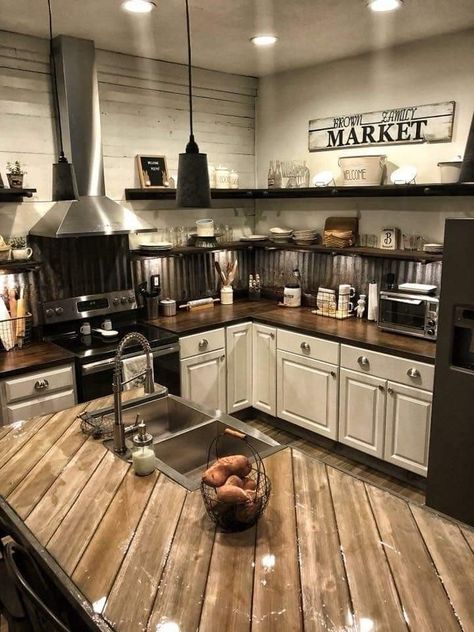 Christy Brown, Rustic Kitchen Designs, Modern Rustic Kitchen, Barn Kitchen, Rustic Kitchen Design, Farmhouse Kitchen Design, Barn Style House, Barn House Plans, Kitchen Redo