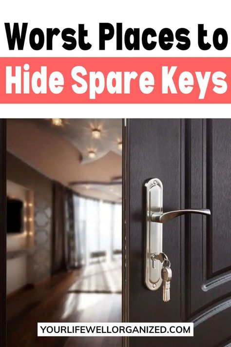 Figuring out where to place a spare house key can be difficult. You don’t want it to be somewhere obvious that could give someone unauthorized access to your home. Here are 12 common and worst places to hide a spare house key. Hide A Key Outside, Diy Hiding Places, Hide A Key, Hidden Key, Organizing And Cleaning, House Keys, Hiding Places, Home Work, Fulfilling Life