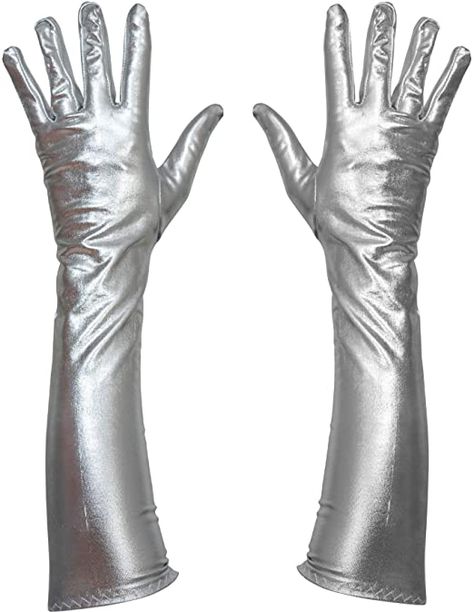 Amazon.com: Skeleteen Silver Metallic Opera Gloves - Roaring 20's Fancy Flapper Elbow Evening Gloves Accessories for Women and Girls : Clothing, Shoes & Jewelry Silver Gloves, Cruella Costume, Moon Costume, Gatsby Costume, Costume Gloves, Evening Gloves, Vintage Gloves, Roaring 20's, Opera Gloves