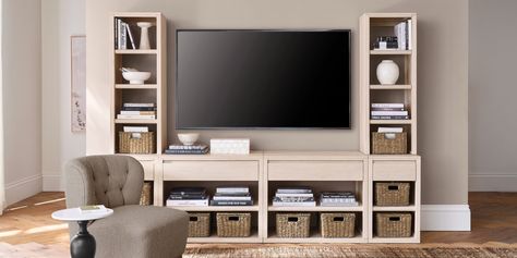 Cayman Entertainment Storage Ideas, Open Shelf Entertainment Center, Cube Storage Entertainment Center, Open Cabinet, Bookshelf Organization, Furniture Storage Cabinets, Open Cabinets, Dovetail Joinery, Cabinet Style