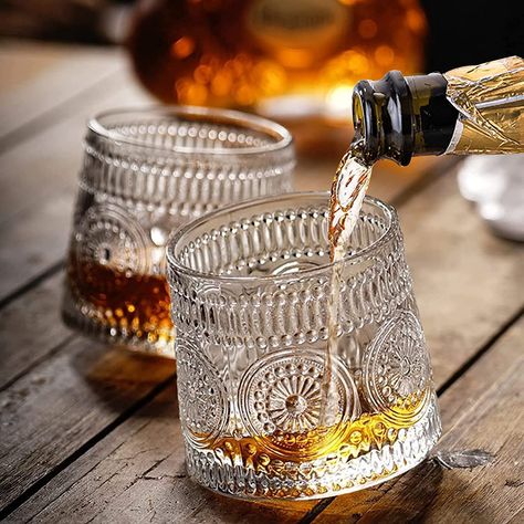 Amazon.com | GOWISDOM Whiskey Glasses set of 2, 9 Oz Crystal Rotating Whisky Tumblers, gift box for Bourbon & Scoth & Vodka, whiskey drinks etc: Old Fashioned Glasses Scotch Cocktails, Whiskey Glasses Set, Whisky Tumbler, Whiskey Tumbler, Whiskey Drinks, Whiskey Glasses, Liquor Store, Glassware Set, Glass Set