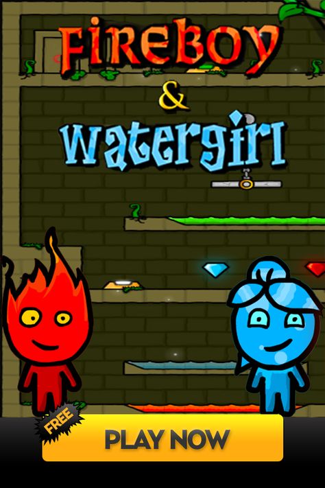 Players must control both Fire boy and water girl using the arrow keys. The left and right keys control one character, whilst the A and D keys control the other. Due to the dual controls, this is also an amazing two-player game. Each of the 30+ levels has a different set of challenges. Players must think hard about the order in which they move Fireboy and Wategirl as they explore the light temple levels. Fireboy, for example, cannot walk over the blue water pools. #fire #water #boy #girl #games Fire Boy And Water Girl Tattoo, Fire Boy And Water Girl Costume, Fire Boy And Water Girl, 2 Player Games, Light Temple, Forest Temple, Fireboy And Watergirl, Water Girl, Childhood Aesthetic