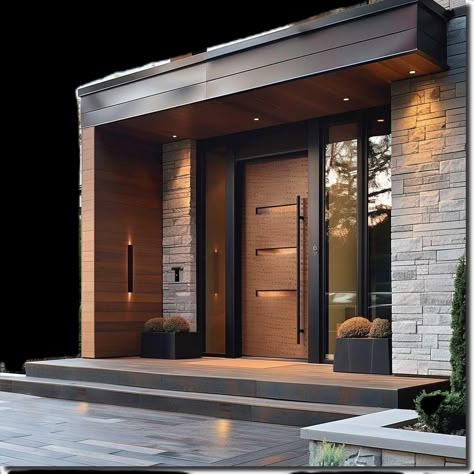 Front Entrance Door Design, Modern Doors Exterior Entrance, Front Door Entryway Ideas Exterior, Oversized Front Door, Contemporary Exterior Design, House Entrance Doors, Exterior Entryway, Modern Entry Door, House Front Door Design