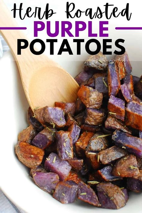 Purple Sweet Potato Recipes, Roasted Purple Potatoes, Purple Potato Recipes, Sweet Potato Recipes Healthy, Roasted Potato Recipes, Purple Potatoes, Purple Sweet Potatoes, Dinner Meal, Potato Sides