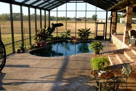 A greenhouse, attached to the house with one wall that can open up ... Enclosed Pool, Serre Diy, Piscina Interior, Pergola Ideas, Indoor Greenhouse, Greenhouse Interiors, Wooden Greenhouses, Backyard Greenhouse, Small Greenhouse