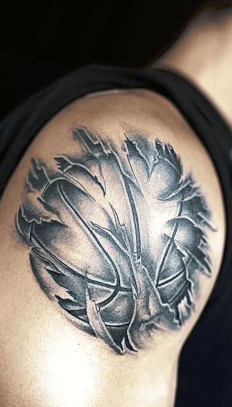 Basketball Tattoo Design Images (Basketball Ink Design Ideas) Basketball Sleeve Tattoo For Men, Basketball Tatoos Men, Tattoo Ideas For Men Basketball, Basketball Tattoos For Men Ideas, Basketball Tattoo Design, Basketball Tattoos For Men, Hex Tattoo, Basketball Tattoo Ideas, Basketball Tattoos