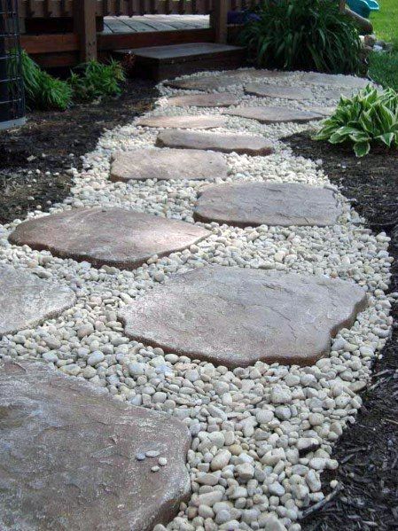 Top 60 Best Stone Walkway Ideas - Hardscape Path Designs Landscaping Around House, Cheap Landscaping Ideas, Walkway Landscaping, Pathway Landscaping, Garden Walkway, Easy Landscaping, Low Maintenance Landscaping, Rock Garden Landscaping, Stone Path