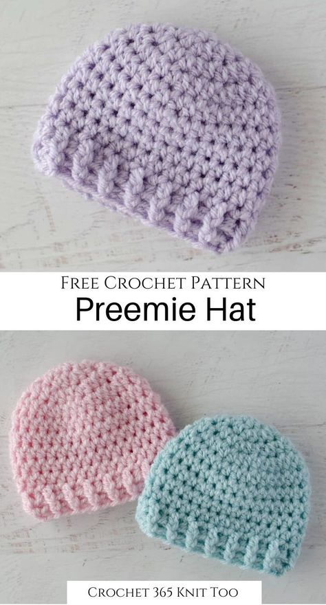 Crochet Preemie Hats, Crochet Baby Hats Free Pattern, Crochet Baby Cap, Baby Hat Free Pattern, Preemie Crochet, Crochet Newborn Hat, Preemie Hats, Hats Crochet, Crochet Baby Hat