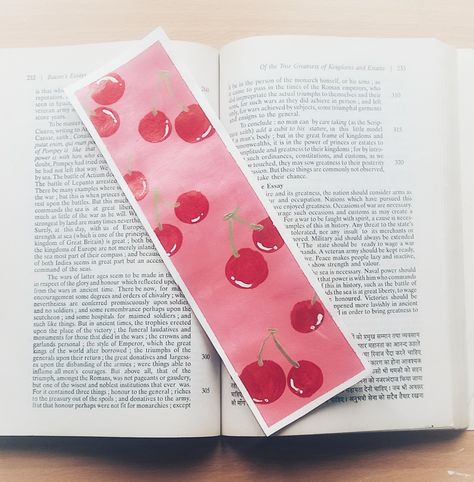 Cherry Bookmark, Page Separator, Bookmarks Painted, Canvas Art Painting Abstract, Handmade Bookmarks Diy, Bookmarks Diy, Art 101, Journal Therapy, Creative Bookmarks