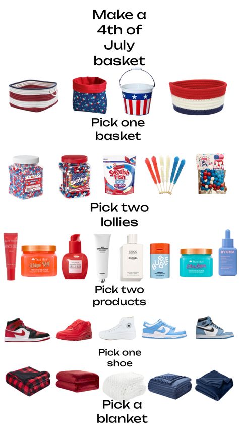 #4thofjuly#Basket#cute Bae Baskets, Kids Baskets, Forth Of July, Independence Day Decoration, Girly Gifts, Basket Ideas, Pick One, July 4th, Fourth Of July