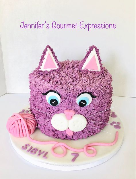 Buttercream Cat Cake, Kittycorn Birthday Cake, Pink Cat Cake, Kitty Cat Birthday Cake, Cat Themed Birthday Cake, Kitty Cat Cake, Kitten Cake, Cat Cakes, Cake Designs For Girl