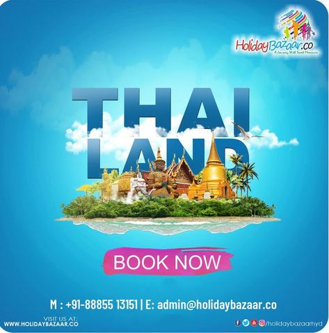 thailand Travel Banner, Bali Travel Photography, Thailand Tour, Samut Prakan, Travel Creative, Travel Post, Social Media Advertising Design, Visit Thailand, Travel Club