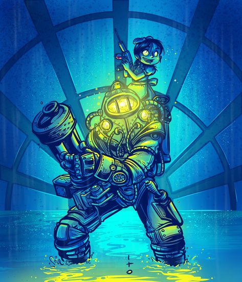 Bioshock Artwork, Cp9 One Piece, Pixel Planet, Bioshock Rapture, Bioshock Game, Bioshock Art, Bioshock Series, Video Game Logic, Bioshock 2