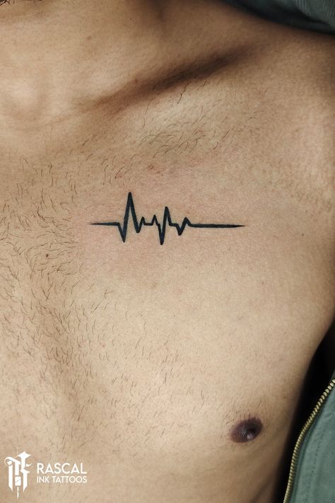 Minimalist Heartbeat Tattoo, Hart Beat Tattoo, Heart Tattoo For Men, Heart Tattoo Men, Heart Beat Tattoo Design, Tattoo Heart Beat, Heart Line Tattoo, Heartbeat Tattoo Ideas, Tatuaje Ekg