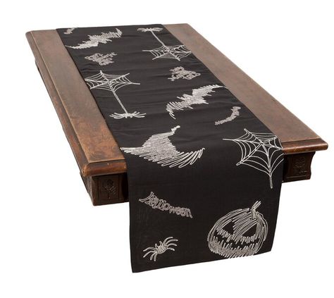 The Holiday Aisle Dowell Happy Halloween Table Runner | Wayfair Fabric Runner, Halloween Table Runner, Table Halloween, Halloween Tablecloth, Spring Table Runner, Table Runner Size, Halloween Table Runners, Lace Runner, Outdoor Tablecloth