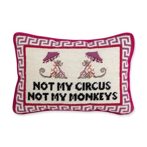 Monkey Pillow, Not Worth It, Furbish Studio, Not My Circus, Hooked Pillow, Needlepoint Pillow, Greek Key Pattern, Needlepoint Pillows, Small Pillows