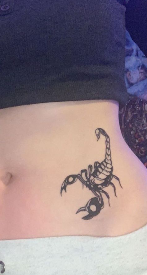 Tattoos Powerful, Scorpion Tattoos, Waist Tattoos, Band Tattoos, Scorpio Tattoo, Tattoo Sleeves, Scorpion Tattoo, Spine Tattoos For Women, Stomach Tattoos