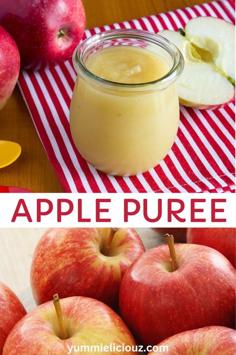 Apple Puree Recipe, Zucchini Baby Food, Apple Puree For Baby, Baby Food Recipes Stage 1, Baby Spinach Recipes, Pureed Diet, Apple Baby Food, Pureed Food, Easy Homemade Baby Food