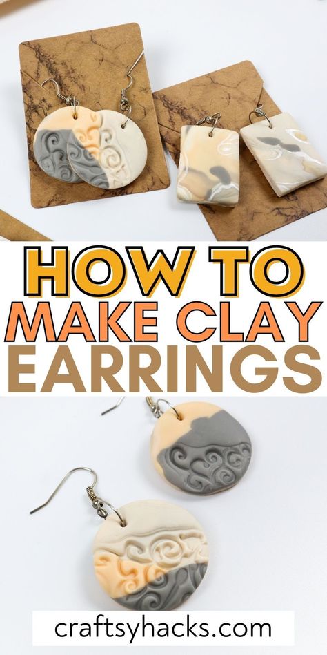 Polymer Clay Earrings Care Instructions, How To Make Clay Earrings Diy, Clay Earring Ideas Easy, How Thick Should Polymer Clay Earrings Be, Earrings To Make And Sell, Clay Earrings How To Make, Clay Resin Earrings, Earring Making Ideas Diy Jewelry, Diy Polymer Earrings