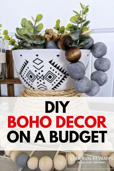 Boho Decor On A Budget, Easy Boho Decor, Diy Bohemian Decor Crafts, Cheap Boho Decor Ideas, Boho Decor Diy Cheap, Boho Decor Diy Bohemian Homes, Vine Ideas, Moving Planner, Yoga Office