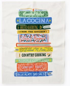 Cookbooks Tea Towel by Rifle Paper Co. | Barnes & Noble® Local Gifts, Printed Tea Towel, Country Cooking, Game Food, Craft Bags, Blue Plates, Quirky Gifts, Local Food, Animal Party