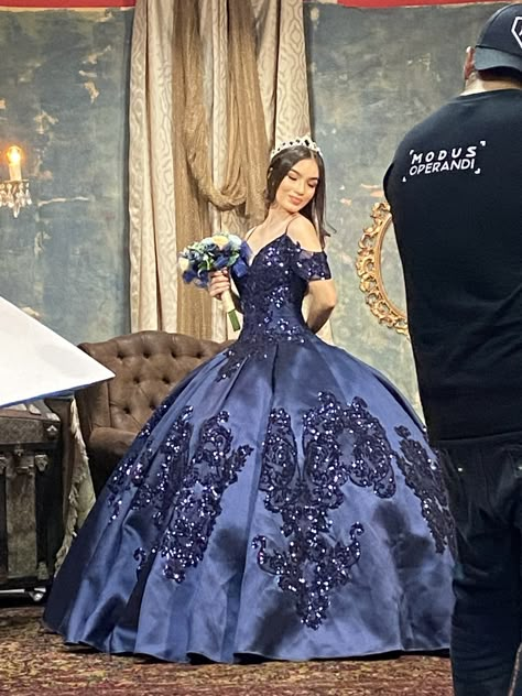 Midnight Blue 15 Dress, Dark Blue With Gold Quinceanera Dresses, Navy Blue And White Quinceanera Dresses, Dark Blue And Silver Quinceanera Dresses, Midnight Quinceanera Dresses, Indigo Quinceanera Dress, Navy Quince Dress, Quince Dresses Dark Blue, Midnight Quinceanera Theme