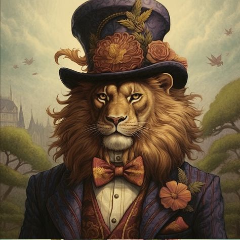 Dandy Lion: one who is very concerned with how he looks, a beautiful Ai painting. Dandy Lion Drawing, Thrifted Candles, Dandy Lion, Lion Drawing, Dandy, Bow Tie, Lion, Candles, Tattoos