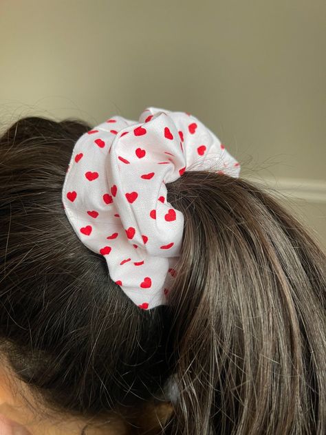 Valentine Scrunchies Ideas, Ponytail Bump, Heart Gift Ideas, Bachelorette Party Hair, Red Preppy, Red Scrunchie, Heart Gift Box, Galentines Gifts, Valentines Gift For Her