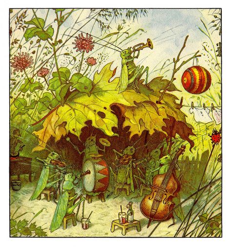 Fritz Baumgarten, GARTENGEMEINSCHAFT MALEPUNKE  Possibly the single biggest early influence on my art. I'm still trying to get close to doing it this well. Fritz Baumgarten, Insect Art, Art And Illustration, Fairy Art, Childrens Illustrations, Children's Book Illustration, Whimsical Art, Book Illustration, Animal Illustration