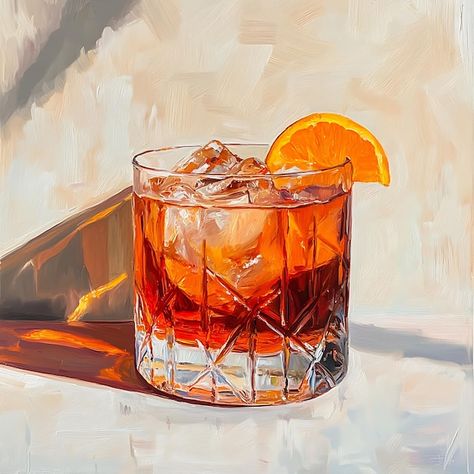 Whiskey Glass Painting, Negroni Painting, Orange Slice, Free Business Card Mockup, Painting Inspo, Silly Animals, Negroni, Business Card Maker, Flyer Maker