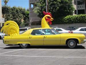 Just "cluckin around" :-) Strange Cars, Yellow Car, Enjoy The Ride, Weird Cars, A Chicken, Unique Cars, Car Humor, Mellow Yellow, Monster Truck