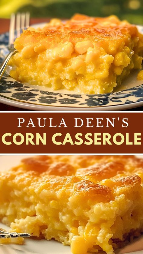 Savor the comfort of Paula Deen's Corn Casserole! This cheesy, buttery dish is easy to make and perfect for family dinners or holiday gatherings. With a delightful blend of sweet corn and creamy goodness, it’s a crowd-pleaser that everyone will love. Serve it warm and enjoy a taste of home! Perfect for potlucks and special occasions! Pioneer Women Corn Casserole, Corn Pudding Paula Deen, Christmas Corn Dish, Indian Corn Casserole, Corn Meal Casseroles, Baked Corn Casserole Without Jiffy, Cornbread Pudding Casserole, Corn And Cornbread Casserole, Corn Casserole With Cornmeal