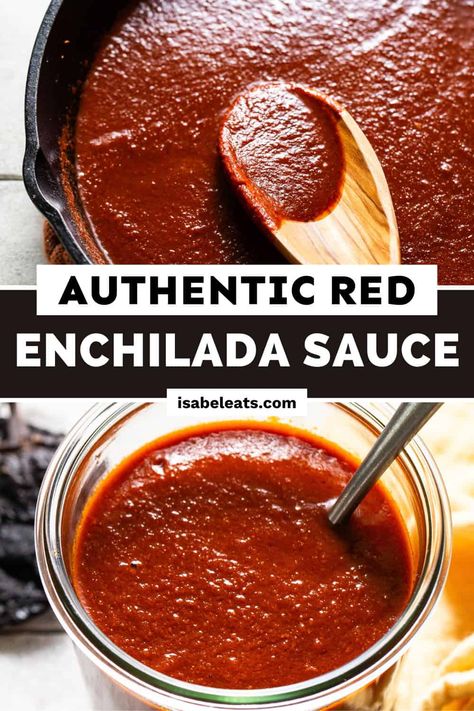 This authentic enchilada sauce recipe is made with dried chiles and Mexican chocolate and is full of traditional Mexican flavor that’s better than any store-bought sauce. It's the perfect way to elevate your enchiladas with its rich and savory flavor. It’s a total game-changer! Authentic Red Enchilada Sauce, Authentic Enchilada Sauce, Mexican Sauce, Recipes With Enchilada Sauce, Red Enchiladas, Homemade Enchilada Sauce, Homemade Enchiladas, Mexican Chocolate, Red Enchilada Sauce