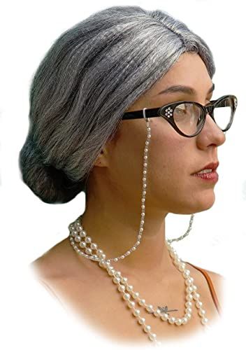 Old Lady Halloween Costume, Old Lady Wig, Granny Wig, Grandma Costume, Grey Hair Wig, Old Lady Costume, Festival Gear, Grey Wig, Chain Accessories