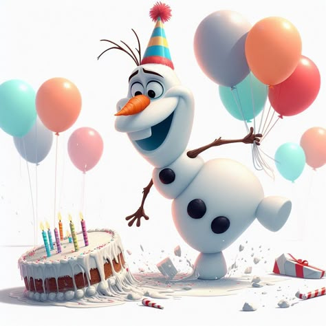 Olaf Decorations Birthday, Olaf Birthday, Snowman Images, Disney Olaf, Happy Birthday Art, Frozen Cake, Happy Birthday Messages, Disney Quotes, Simple Wallpapers