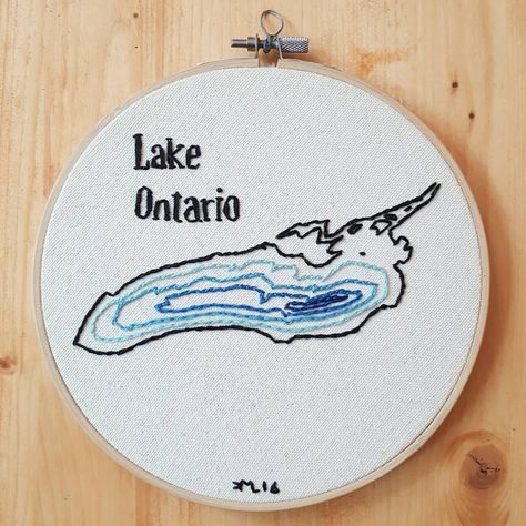 My final Great Lakes embroidery Lake Embroidery, Embroidery Mini, Lake Ontario, St Johns, Diy Arts And Crafts, Eat Sleep, Great Lakes, Arts And Crafts, Sleep