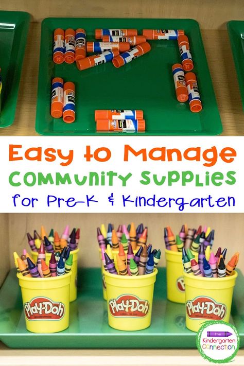 Preschool Room Essentials, Preschool Room Organization, Best Kindergarten Classroom Toys, Prep Classroom Ideas, Preschool Resource Room Organization, Kindergarten Supplies Organization, Preschool Supply Organization, Preschool Room Organization Ideas, Pre K Classroom Hacks