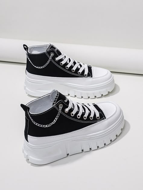 All Black Shoes Sneakers, Kpop Shoes, Cute Platform Sneakers, Cute Black Shoes, Sneakers For Ladies, Black Shoes For Women, Shoes Shein, Shein Shoes, Shoes For Girls