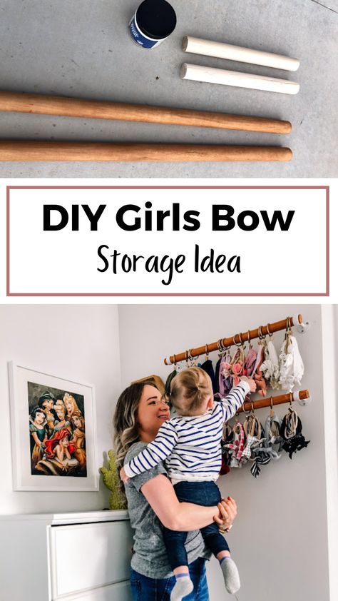 Get creative and organized with this DIY girl's bow storage idea! This easy-to-follow tutorial will help you create your very own hair bow holder in no time. Perfect for keeping those bows safe and easily accessible! Diy Hair Bow Holder, Headband Storage, Easy Diy Home Projects, Bow Storage, Diy Girls, Types Of Bows, Boho Style Design, Storage Idea, Hair Bow Holder