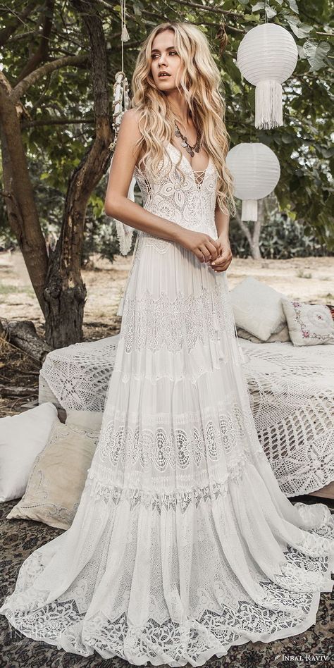 inbal raviv 2017 bridal sleeveless deep v neck full lace embellishment bohemian soft a line wedding dress sweep train (gipsy) mv -- Inbal Raviv 2017 Wedding Dresses Bohemia Wedding, Bohemian Bridal, Boho Chic Wedding, Bohemian Bride, Bohemian Wedding Dress, Bohemian Wedding Dresses, Winter Wedding Dress, White Wedding Dresses, Wedding Dress Ideas