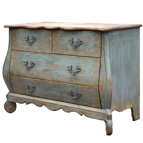 Furniture :: Chests & Dressers :: Vintage French Blue Curved Chest Blue Chest Of Drawers, French Country Bathroom, French Country Bedrooms, Shabby Chic Dresser, Country Bedroom, French Cottage, French Country House, French Furniture, Steel Furniture