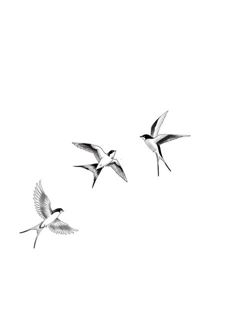 Hummingbird Flying Tattoo, Three Swallows Tattoo, 3 Swallows Tattoo, Small Bird Tattoo Men, Small Birds Tattoo, Fine Line Bird Tattoo, Birds Tattoo Design, Golondrinas Tattoo, Swallows Tattoo