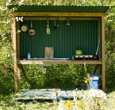 Small Metal Building Homes, Tiny Cabins Interiors, Simple Outdoor Kitchen, Outdoor Camping Kitchen, Dirty Kitchen, Homesteading Diy, Farm Lifestyle, Backyard Greenhouse, Tiny Cabins