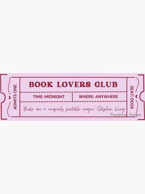 "Book Lovers Club" Sticker for Sale by Feminine Pages | Redbubble Book Lovers Stickers, Books Stickers Aesthetic, Reading Journal Stickers, Feminist Literature, Kindle Stickers, Little Miss Perfect, Book Clothes, Book Markers, Girl Reading