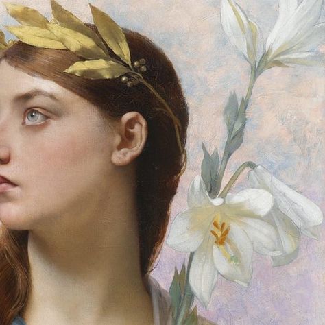 Flower Crown Painting, Greek Headpiece, Jules Joseph Lefebvre, Crown Painting, Historic Art, Flower Crowns, Morning Flowers, Flower Crown, Headpiece