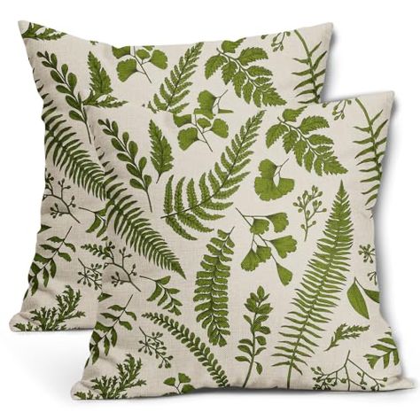 Plant Pillow, Porch Outdoor, Botanical Leaves, Nyc Apt, Leaf Plant, Vintage Cushions, Outdoor Throw Pillow, Farmhouse Homes, Farmhouse Home Decor