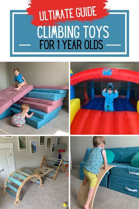 ultimate guide to climbing toys for 1 year olds Playroom Ideas 1 Year, Diy One Year Old Toys, Playroom For One Year Old, Montessori Climbing Toys, Playroom For 1 Year, Diy Climbing Toys For Toddlers, One Year Old Playroom, Diy Baby Toys 1 Year, Toddler Climbing Wall