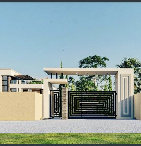 Small Boundary Wall Design Exterior, Compound Wall Design Architecture, Main Gate Pillar Design, Boundary Wall Design Exterior, Glass Gate, Modern Main Gate Designs, Gate Entrance, Home Gate Design, Gate Wall Design